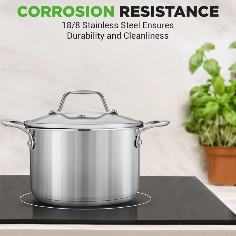 NutriChef 3 Quarts Stainless Steel Stock Pot
