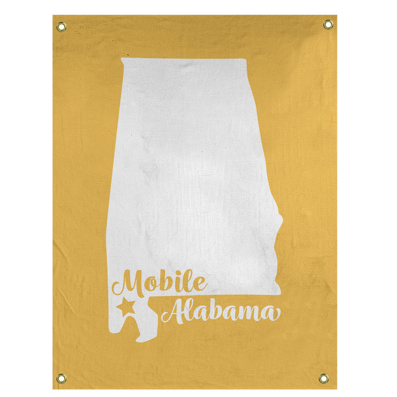 Tapisserie murale alabama mobile, H 80 po x l 59 po, Jaune