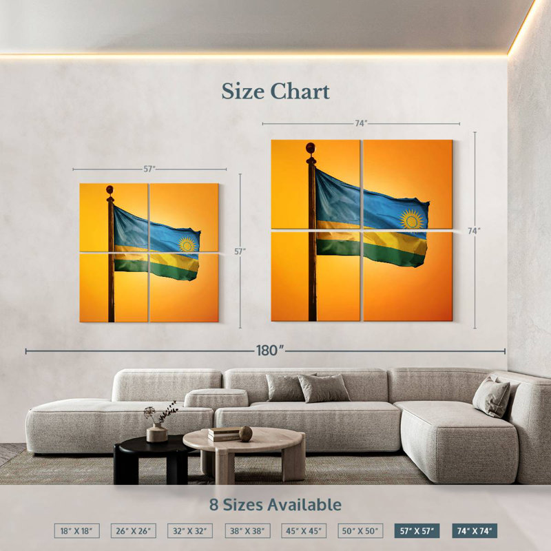 Borges Rwanda Flag Sunset, 74" H x 74" W