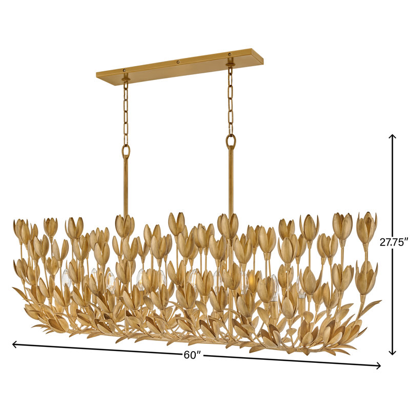 Hinkley Flora Linear Chandelier, Burnished Gold