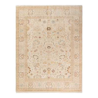 Tapis ivoire noué à la main unique 8 pi 2 po x 10 pi 5 po Trendell Mogul