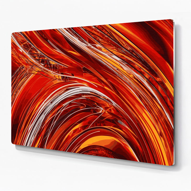 «Geometric Abstraction 5», art mural en métal rouge