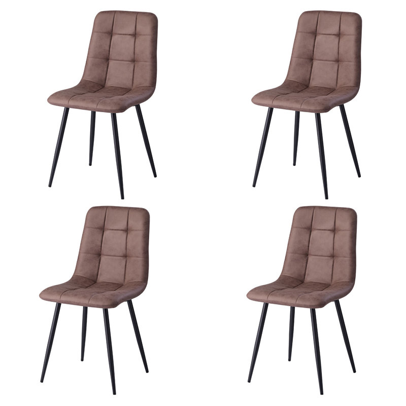 50cm H Cotton Blend Upholstered Metal Side Chair, Dark Brown