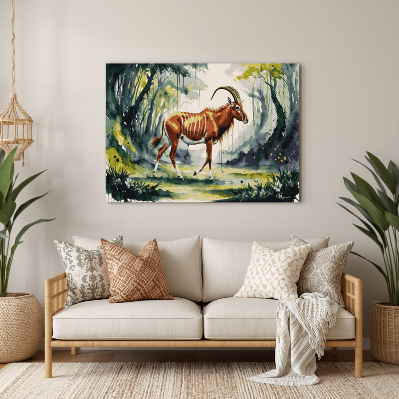 Faune bongo, art mural en métal beige, H 11 po x l 14 po