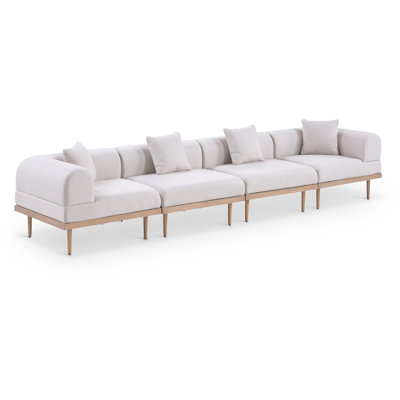 Madeleine 142" Resilient Water Resistant Olefin Fabric Upholstered 4Pc. Outdoor Patio Modular Sofa