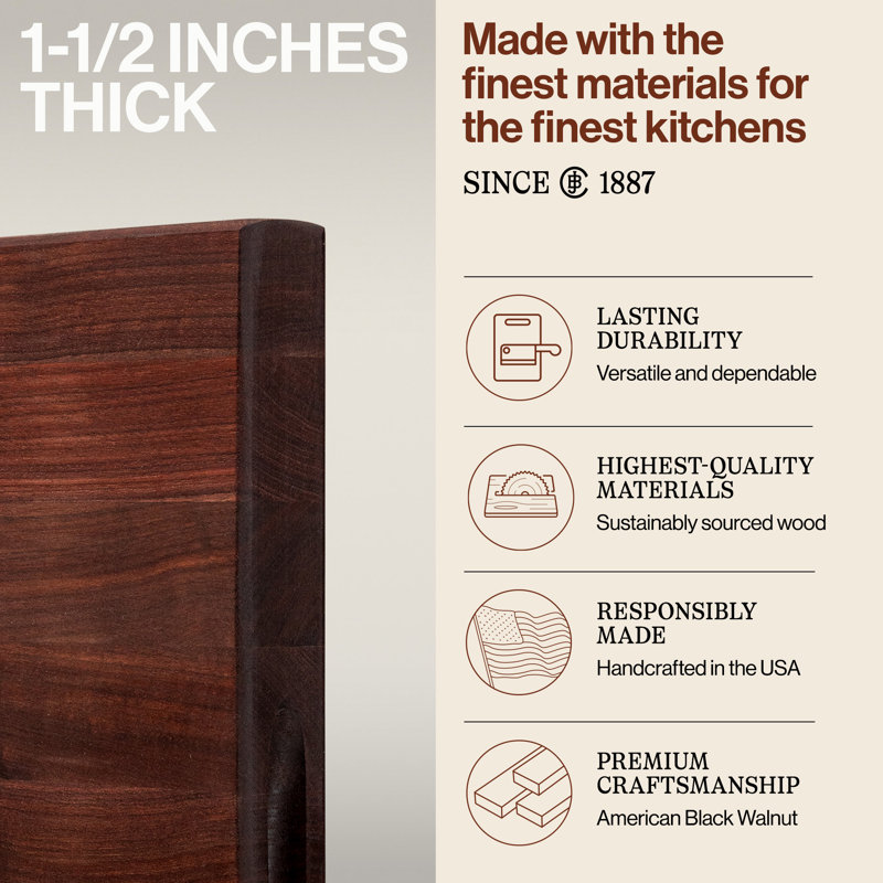 John Boos Maple Wood Edge Grain Reversible Cutting Board, 18" L x 12" W x 2.25" D, Cherry