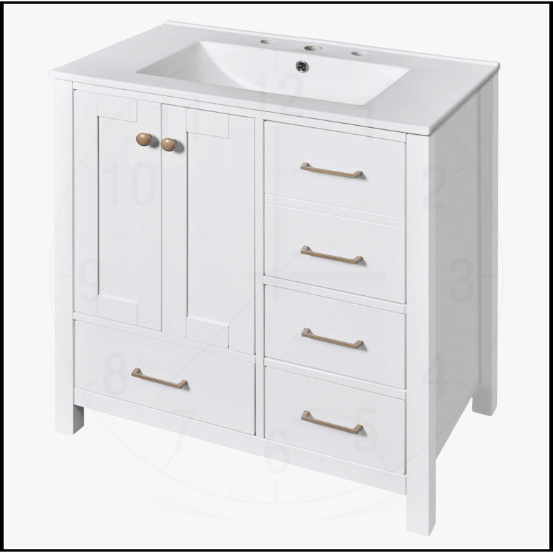 Meuble-lavabo 30 po avec lavabo en céramique, Blanc