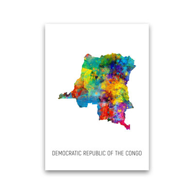 The Democratic Republic of the Congo Watercolour Map by Michael Tompsett - 1 Piece Wall Art