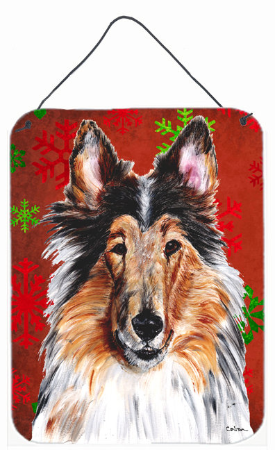 Impression sur plaque de noël des fêtes flocons de neige, Collie (beige et noir)