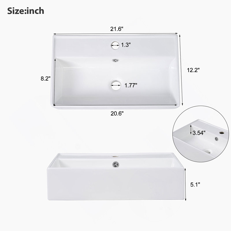 Meuble-lavabo de 21,6 po avec lavabo en céramique, armoire moderne autoportante à grain droit avec rangement ouvert et fermé pour les petites salles de bain