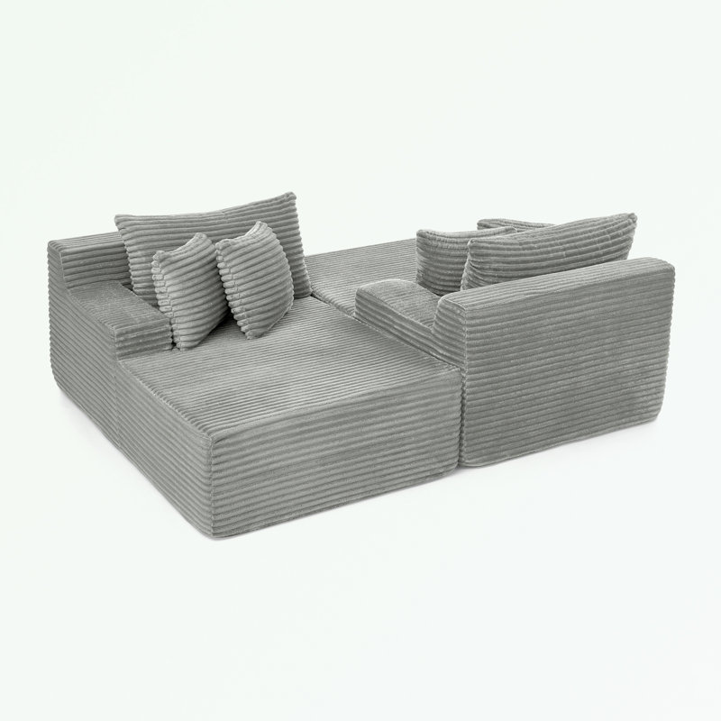 Canapé avec coussin moelleux et coussins, Gris