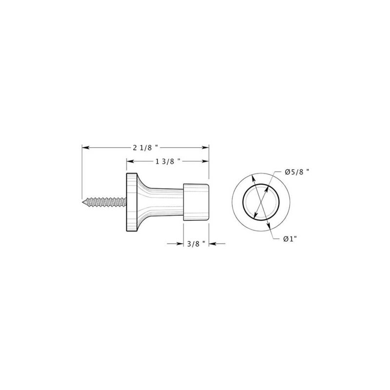 Tour de porte de plinthe Deltana BDS125U26 1-3 / 8 ", laiton massif en chrome poli, Chrome poli