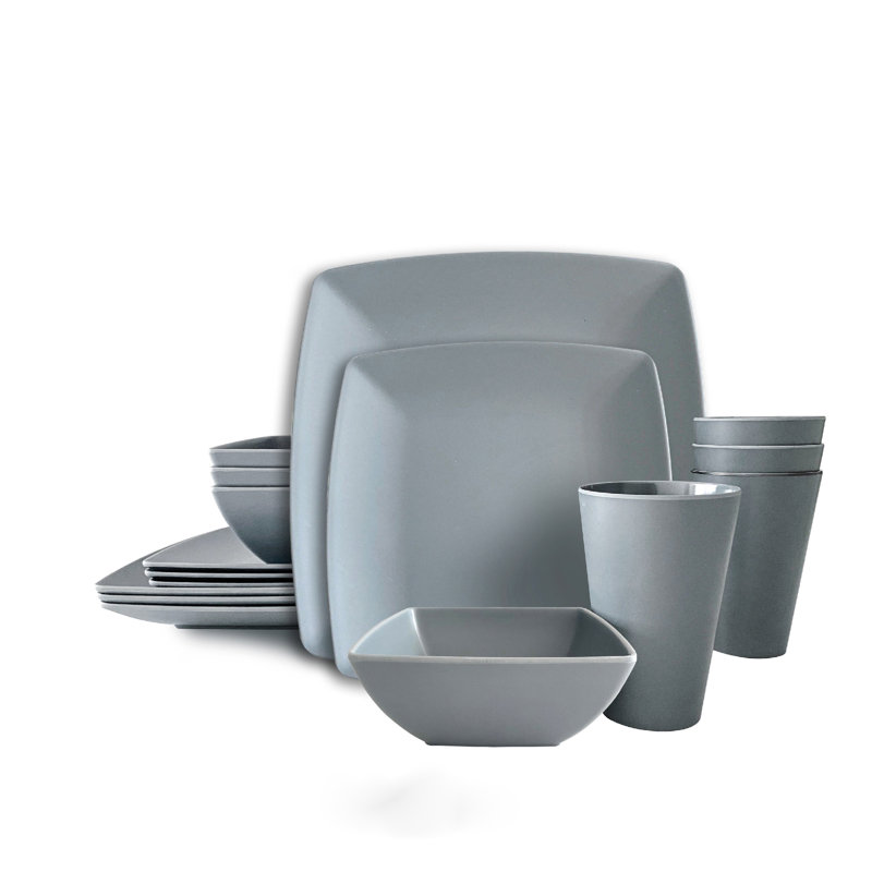 16 Pc Square Melamine Dinnerware Set
