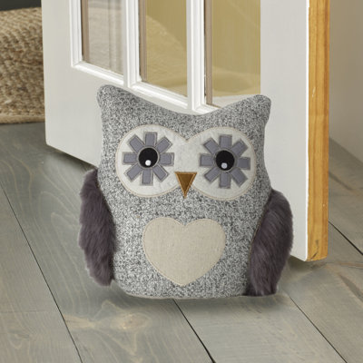 Elements Decorative Polyester Door Stopper, Grey Owl