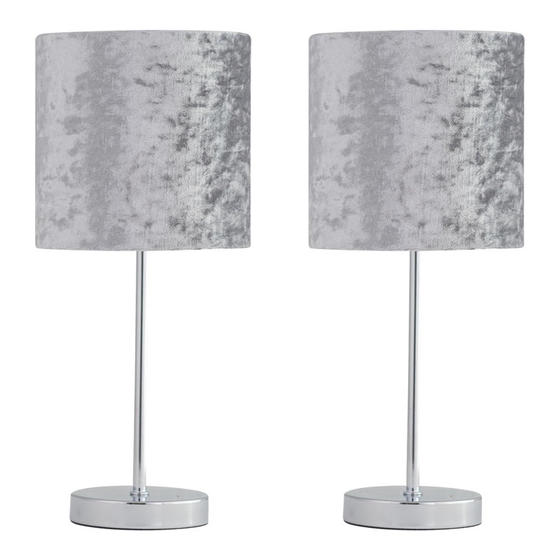 Sylvania 35Cm Polished Chrome Table Lamp Set