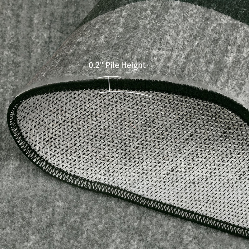 Tapis festonnés lavables pour le salon, la chambre et la salle de bain, Black, Runner 2' x 6'