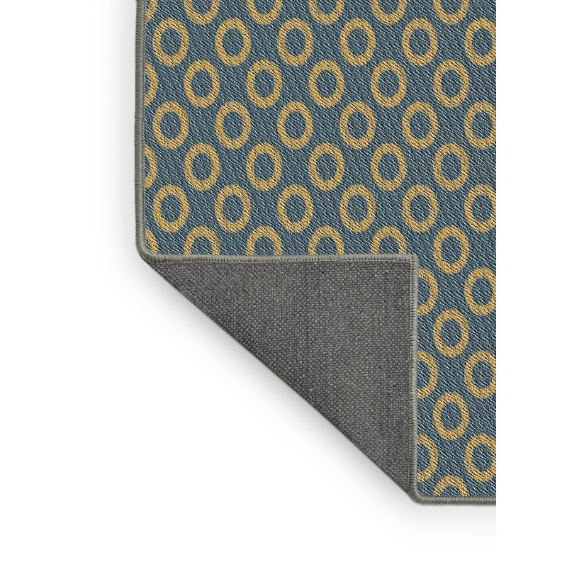 Tapis bleu marine/beige à motifs Holloman, Rectangle 5 pi x 8 pi