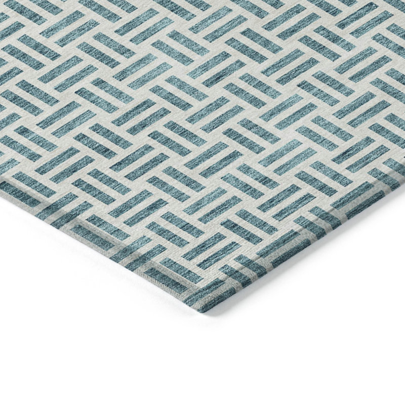 Tapis bleu sarcelle lavable intérieur / extérieur 8 pi x 10 pi bleu sarcelle