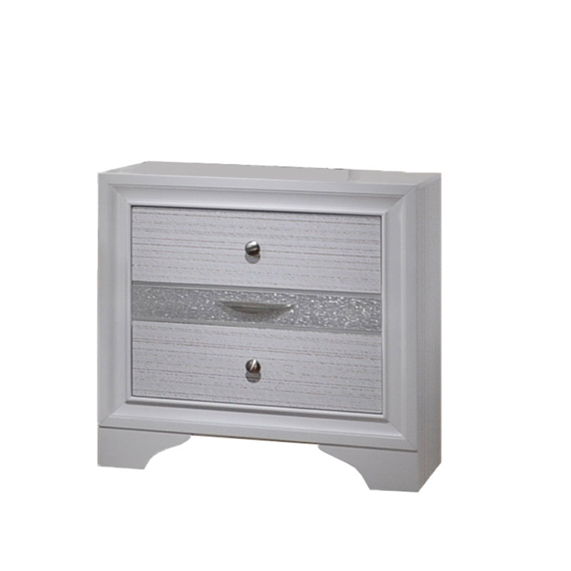 Table de chevet 2 tiroirs Smyth, Blanc
