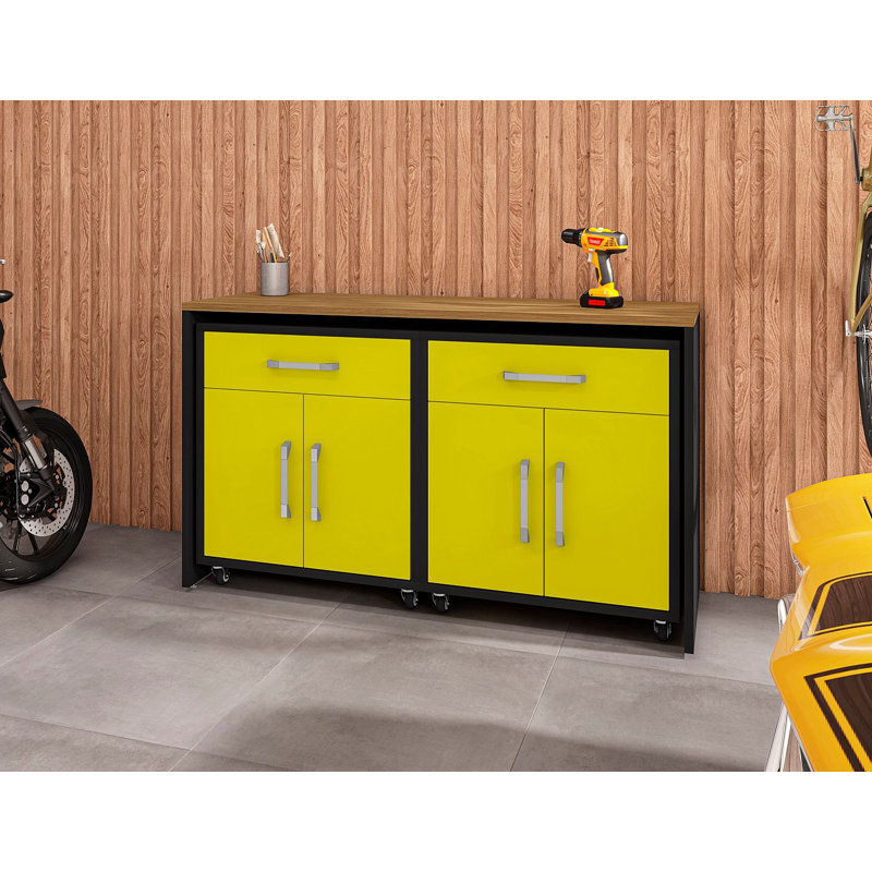 Aseem 2 Piece Storage System, Black/Yellow