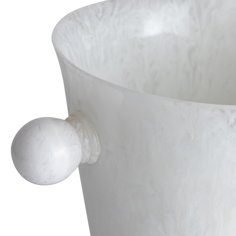 Seau à glace en résine avec poignées, Blanc