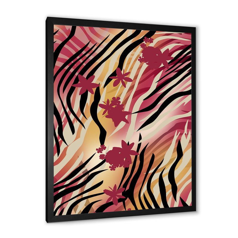 Peau de zèbre III - peinture, Toile avec cadre photo noir, H 20 po x l 12 po x P 1 po