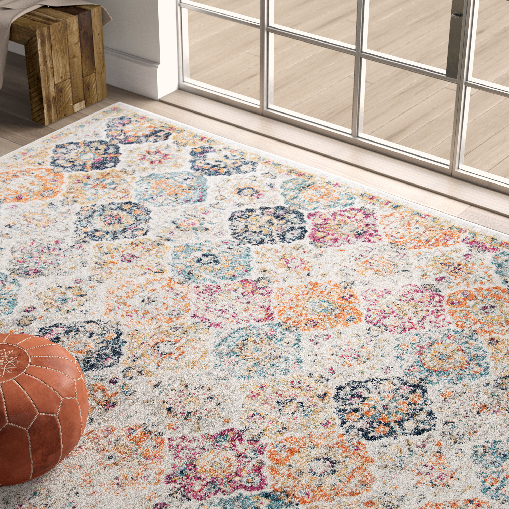 Mistana™ Christa Performance Navy/Teal/Cream Rug & Reviews Wayfair