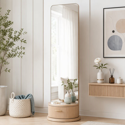 Miroir pleine longueur 70 po x 19 po avec support et portemanteau