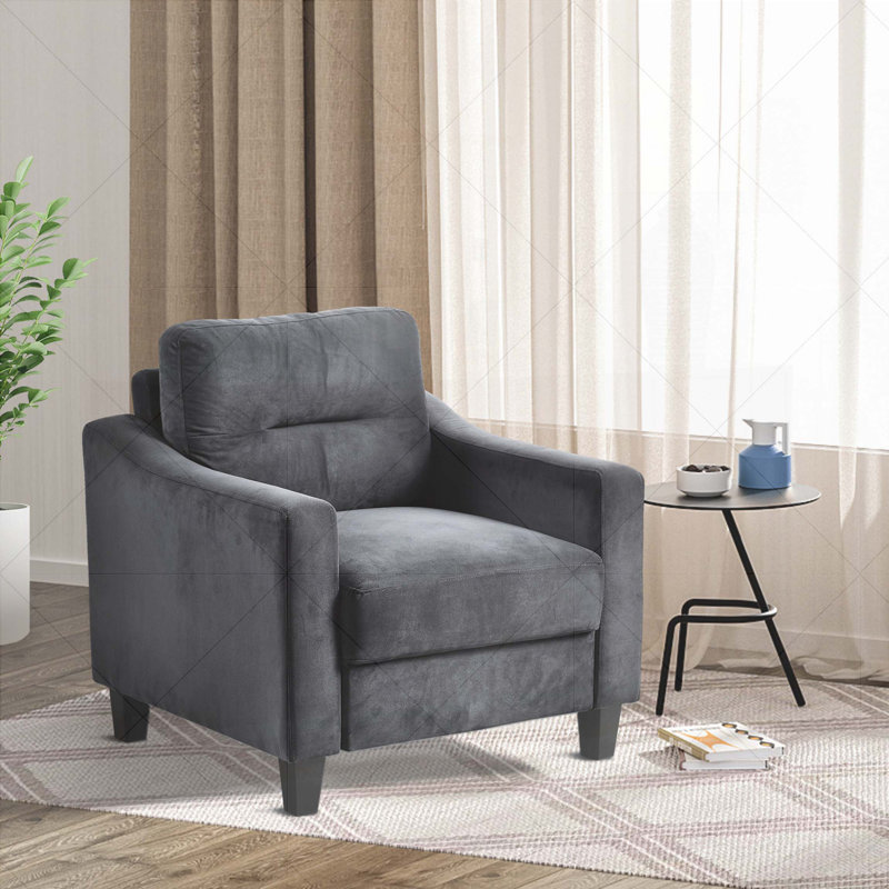 Nikolitsa Upholstered Armchair for Living Room Bedroom Office Small Space, Black
