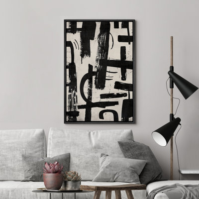 Reproduction d'art sur toile encadrée noir et blanc