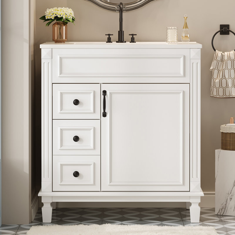 Meuble-lavabo 30 po avec lavabo en céramique, Blanc