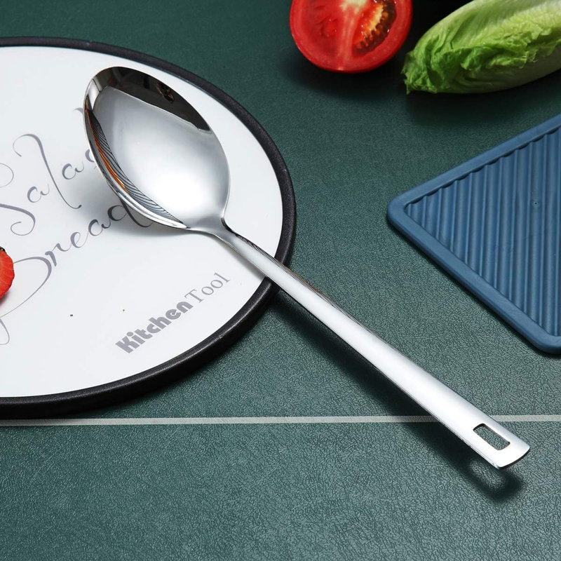 Stainless Steel Solid Serving Spoon, Non-Stick And Heat Resistant, Dishwasher Safe, Easy To Clean