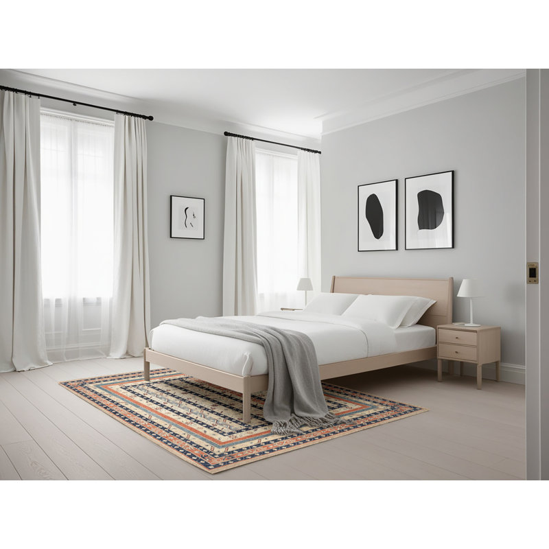 Tapis orange/brun clair/bleu traditionnel, Rectangle 5 pi x 7 pi
