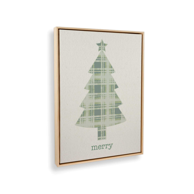 «Plaid Christmas Tree» par Annie Lapoint, reproduction d'art, L 24 po x H 32 po, Tanné, Toile avec cadre