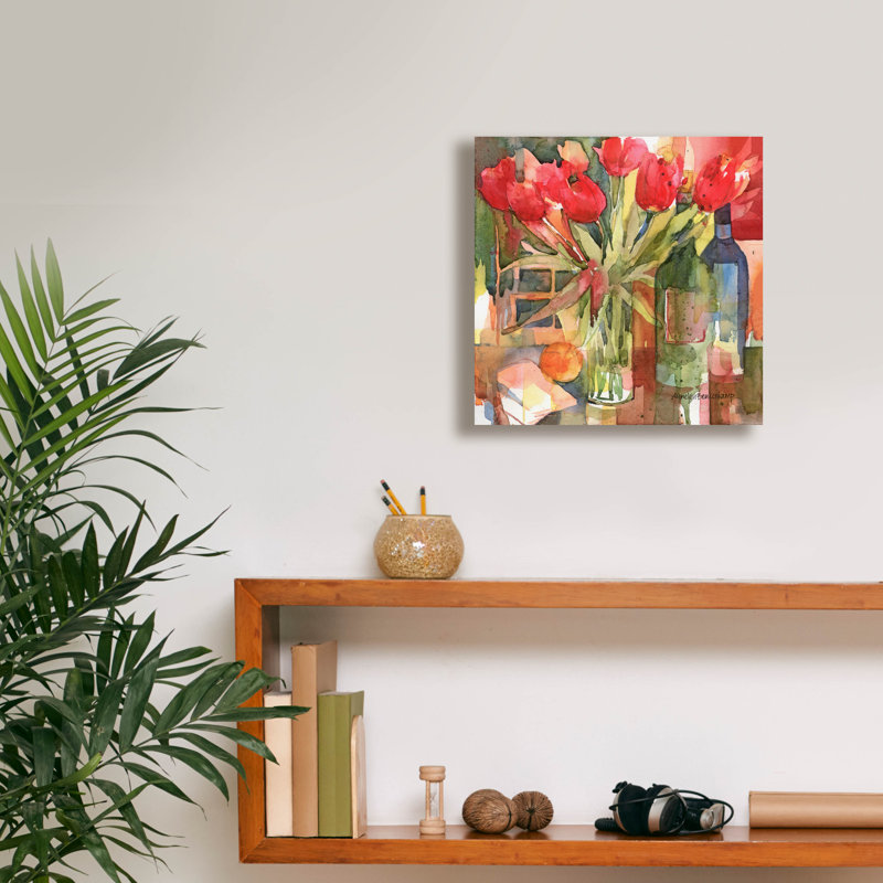 «Bottles & Blooms» par Annelein Beukenkamp, art mural sur toile, H 12 po x l 12 po x P 0,75 po