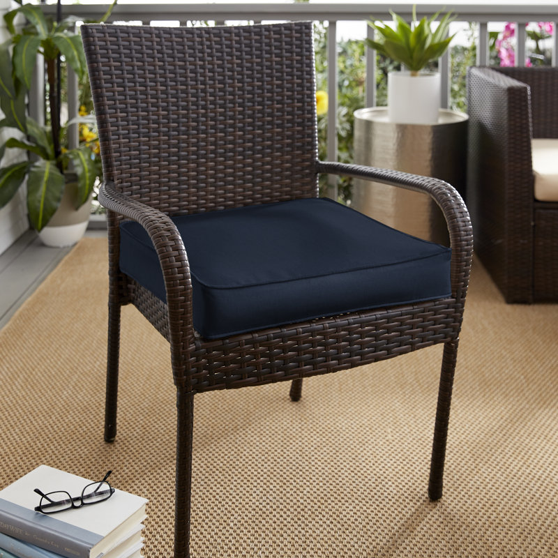 Marolina Indoor/Outdoor Seat Cushion, 3" H x 20" W x 20" D, Canvas Navy Sunbrella® Canvas