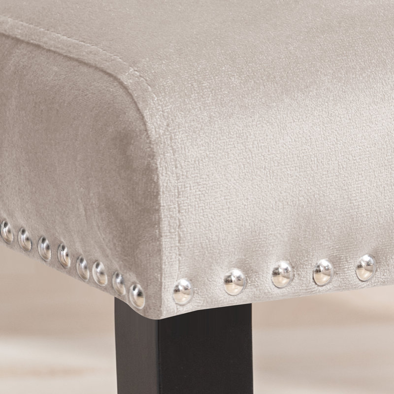 Set Of 2 Velvet Upholstered High Back Tufted Parsons Dining Chair, Beige