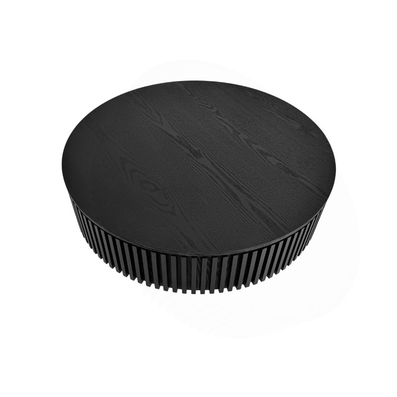 Table basse avec rangement Timeshia, H 14 po x L 31,5 po x l 31,5 po, Noir