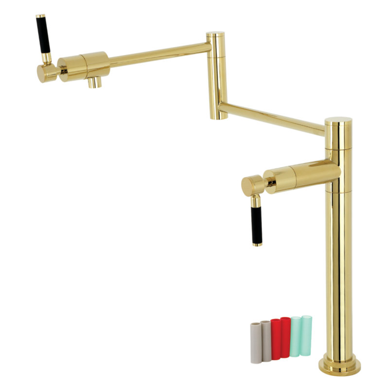 Kingston Brass Kaiser Two-Handle 1-Hole Deck Mount Pot Filler Faucet, Polished Brass