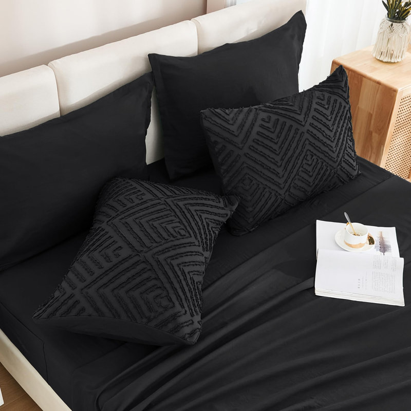 Ensemble d'édredon surdimensionné pour grand lit 7 pièces noir Andency, Très grand surdimensionné (98 po x 98 po), Noir