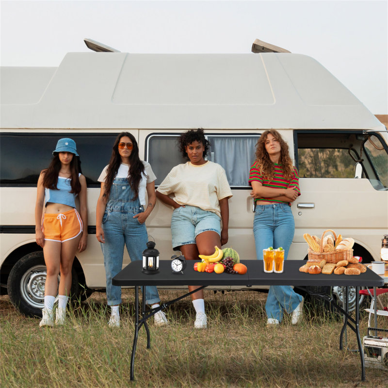 Table pliante de 6 pi, table en plastique portable pour le camping, les pique-niques, les fêtes, table pliable