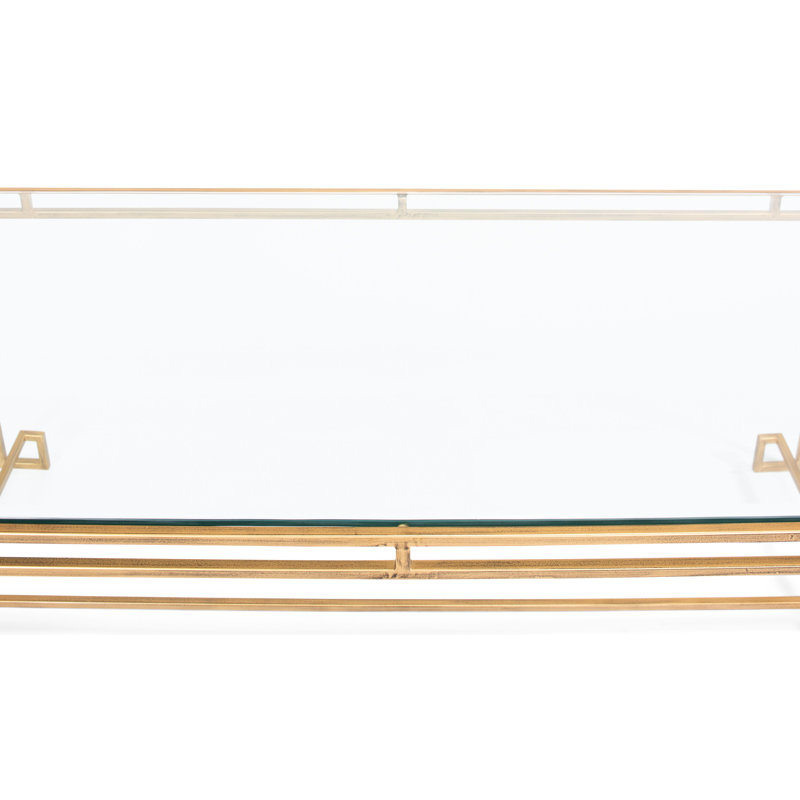 Parallel Sled 48'' Gold Metal and Glass Rectangular Coffee Table