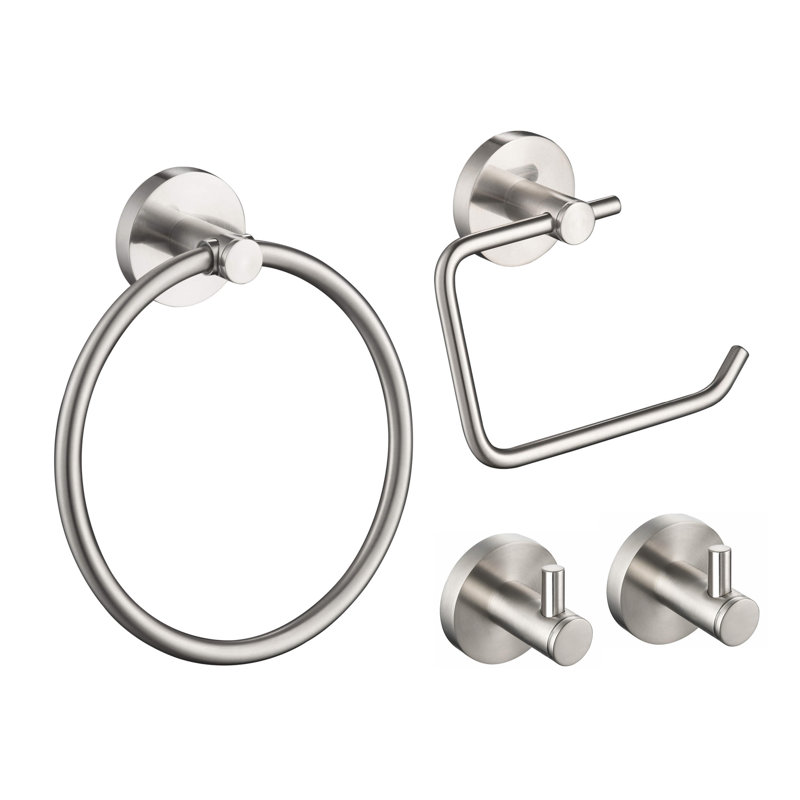 Ensemble de quincaillerie de salle de bain 4 pièces, Nickel brossé
