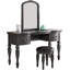 Ensemble de coiffeuse de chambre à coucher classique, miroir sculpté en bois, tabouret, tiroirs