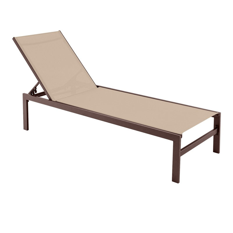 Chaise longue à 6 positions avec structure en aluminium antirouille, Brun