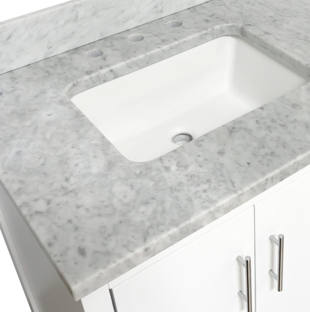Kiara 60'' Double Bathroom Vanity, White, Carrara Marble