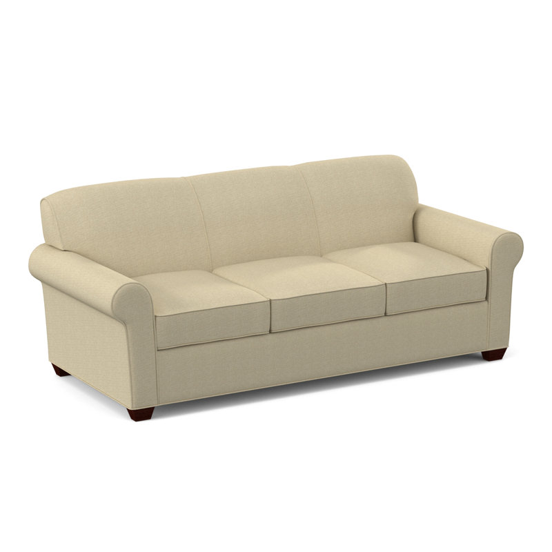 Finn Rolled Arm Sofa with Reversible Cushions, Empire Mahogany, Dillon Buff, 34" H x 75" W x 36" D