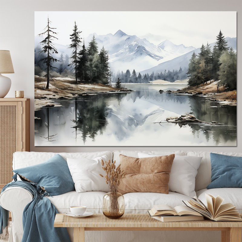 «Green Blue Minimalisme Forest Silent Reflection», impressions sur toile