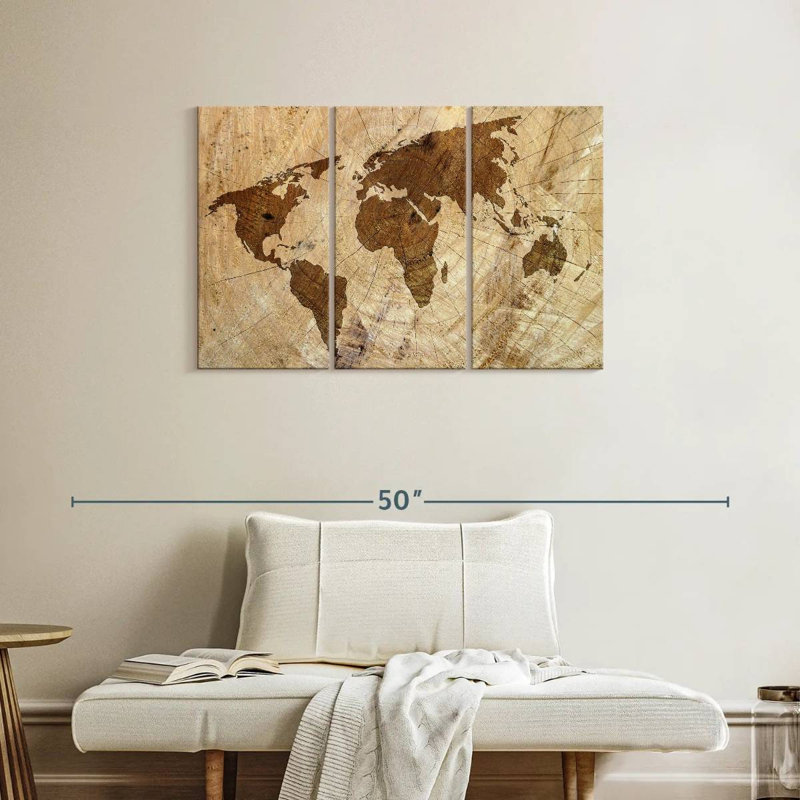 Aliaz Tree Stump World Map, 24" H x 38" W