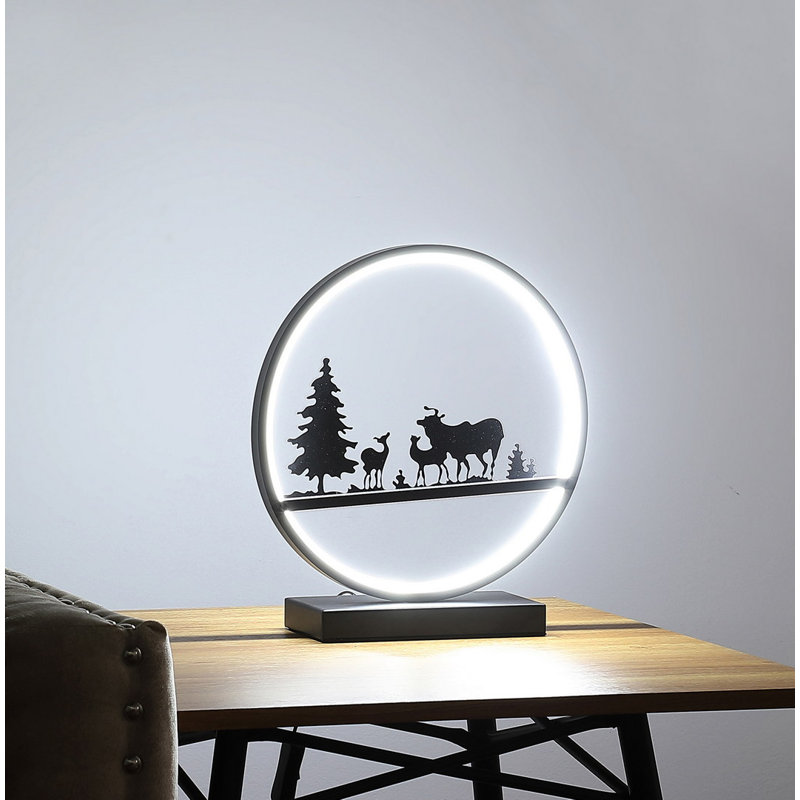 18" In Stag Elk Deer Bust Rustic Gray Polyresin Table Lamp